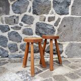 Pair of solid wood tripod stools