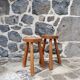 Pair of solid wood tripod stools