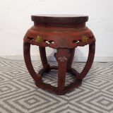 Stool Chinese pedestal table old red lacquer