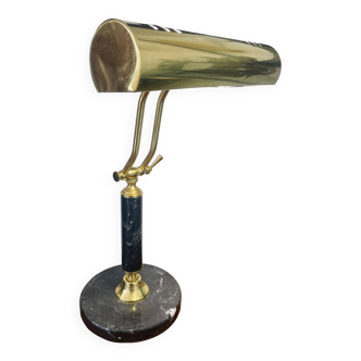 Notary lamp, banker in brass and marble