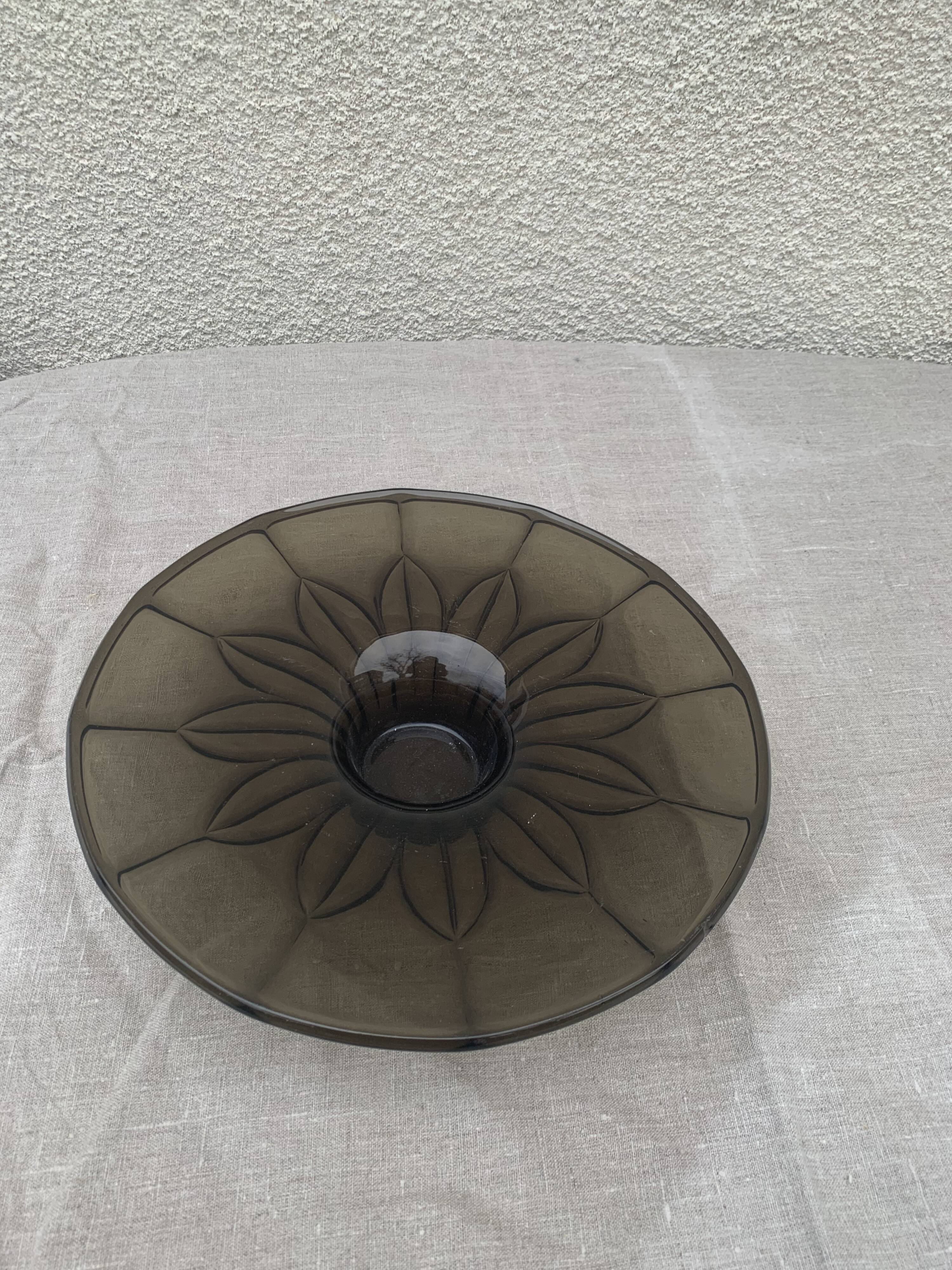 Brown glass cup vintage floral pattern