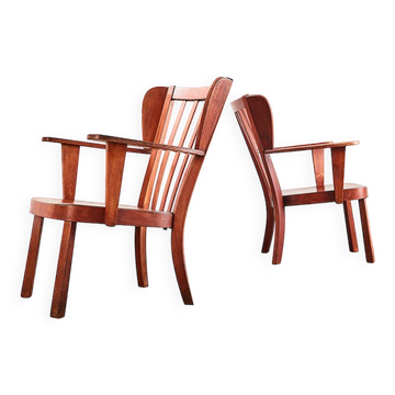 Christian E. Hansen pair of Canada easy chairs for Fritz Hansen Denmark 1940