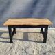 Bicolour coffee table in solid oak with 19th-century legs • Unique piece "Raw"