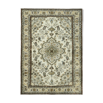 Tapis bleu oriental des années 1970 fait à la main 211 cm x 287 cm