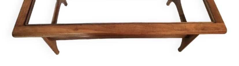 Vintage Scandinavian dining table in wood and glass