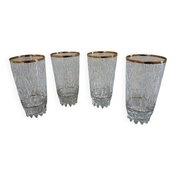 4 vintage water glasses