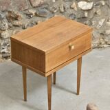Scandinavian bedside table with hinged drawer