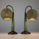 Organic Modern Mario Lopez Torres Style Green Rattan Lamps 1980s