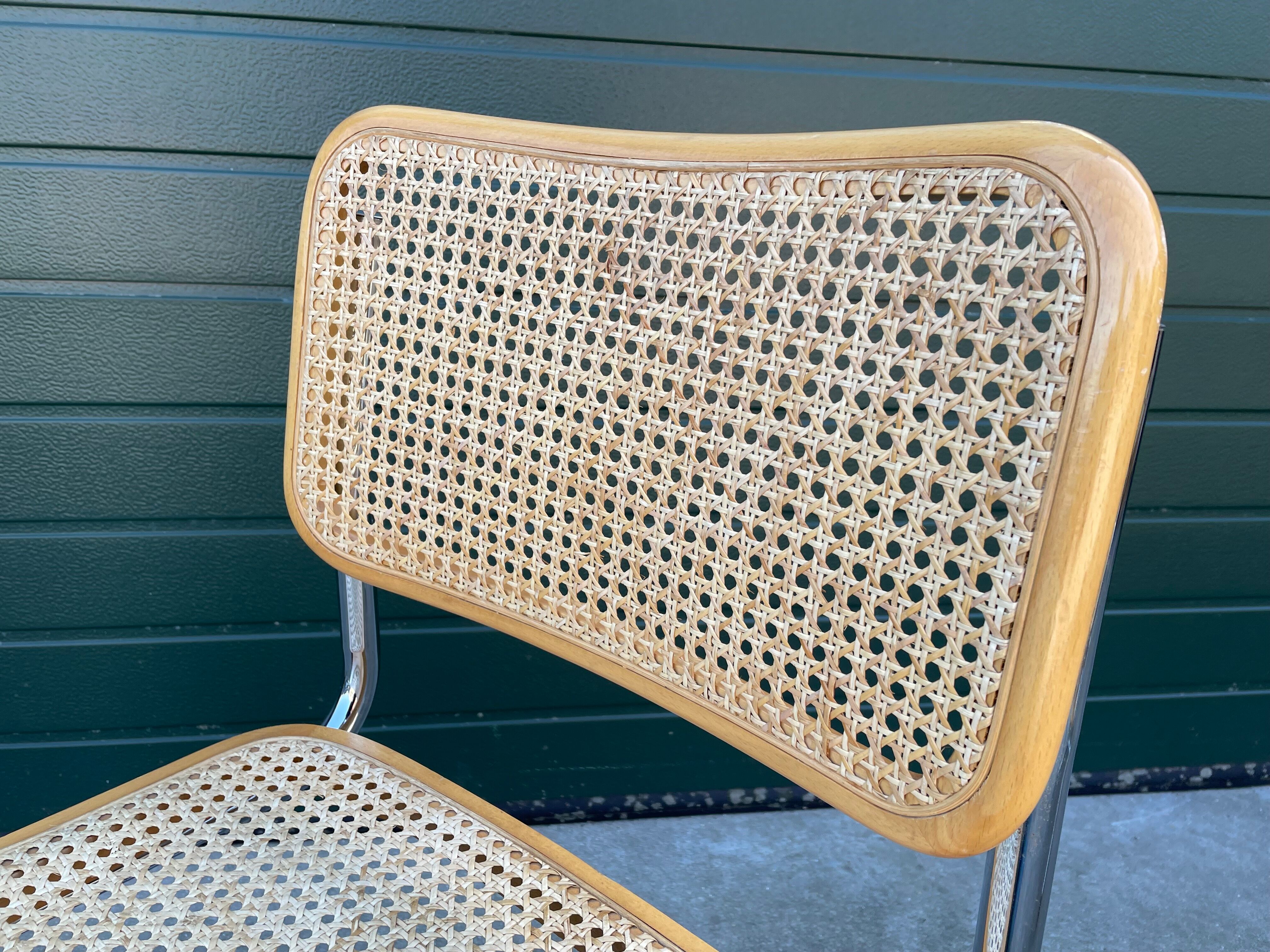 Set of 4 vintage Chairs model Cesca B32 designed by Marcel Breuer Design