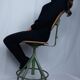 Vintage architect's workshop chair BAO green and chocolate leather