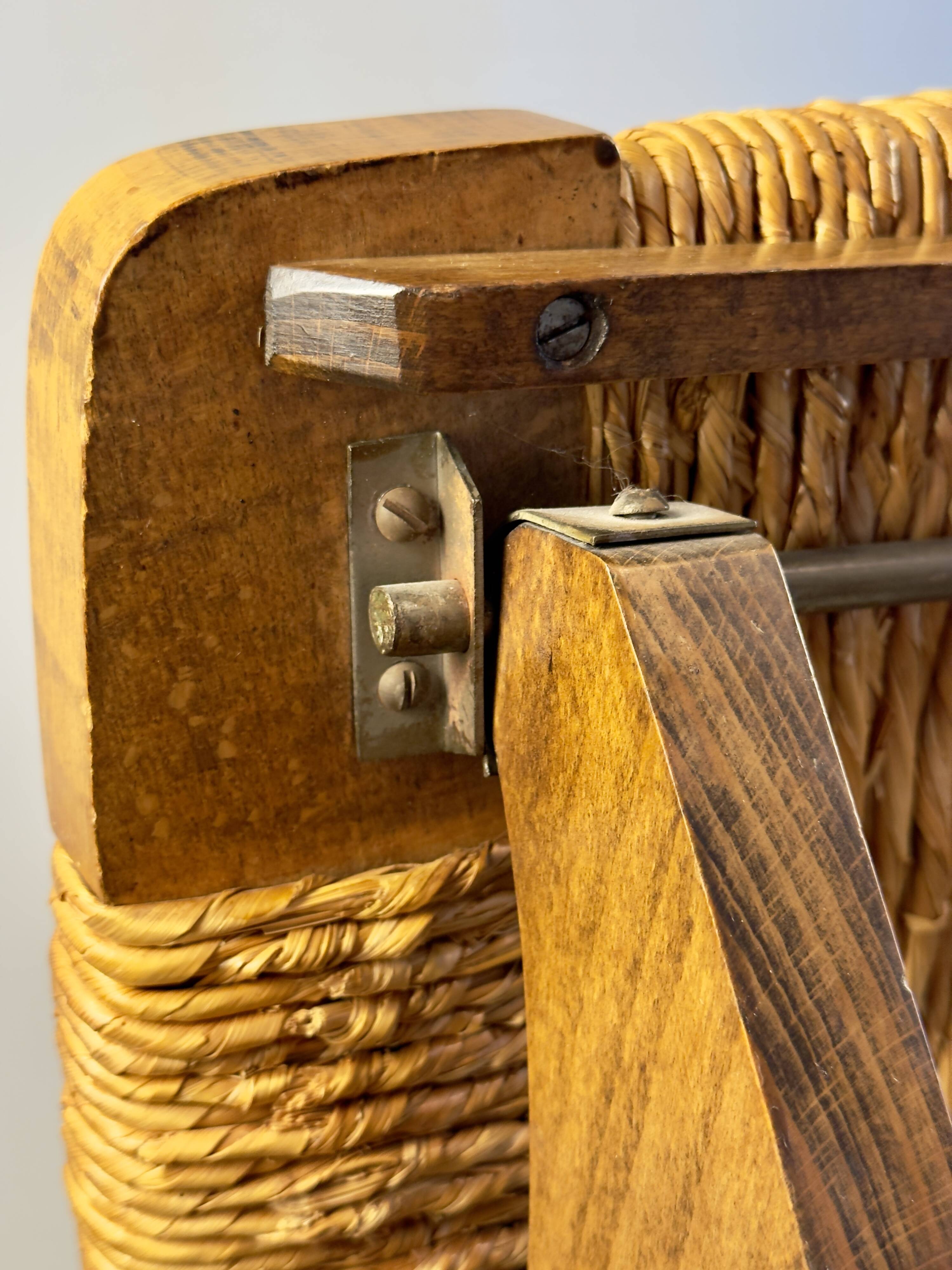 Folding armchair with woven seat – vintage French design