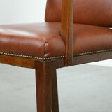 Vintage Scandinavian wooden and cowhide side/desk/chair from the 60s/70s