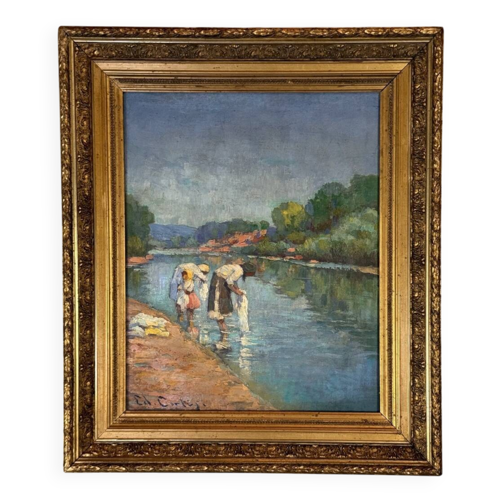 Édouard Cortes, (1882-1969), “Washerwomen”, oil on canvas