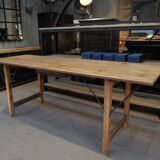 Table de travail vintage en sapin et en métal années 30