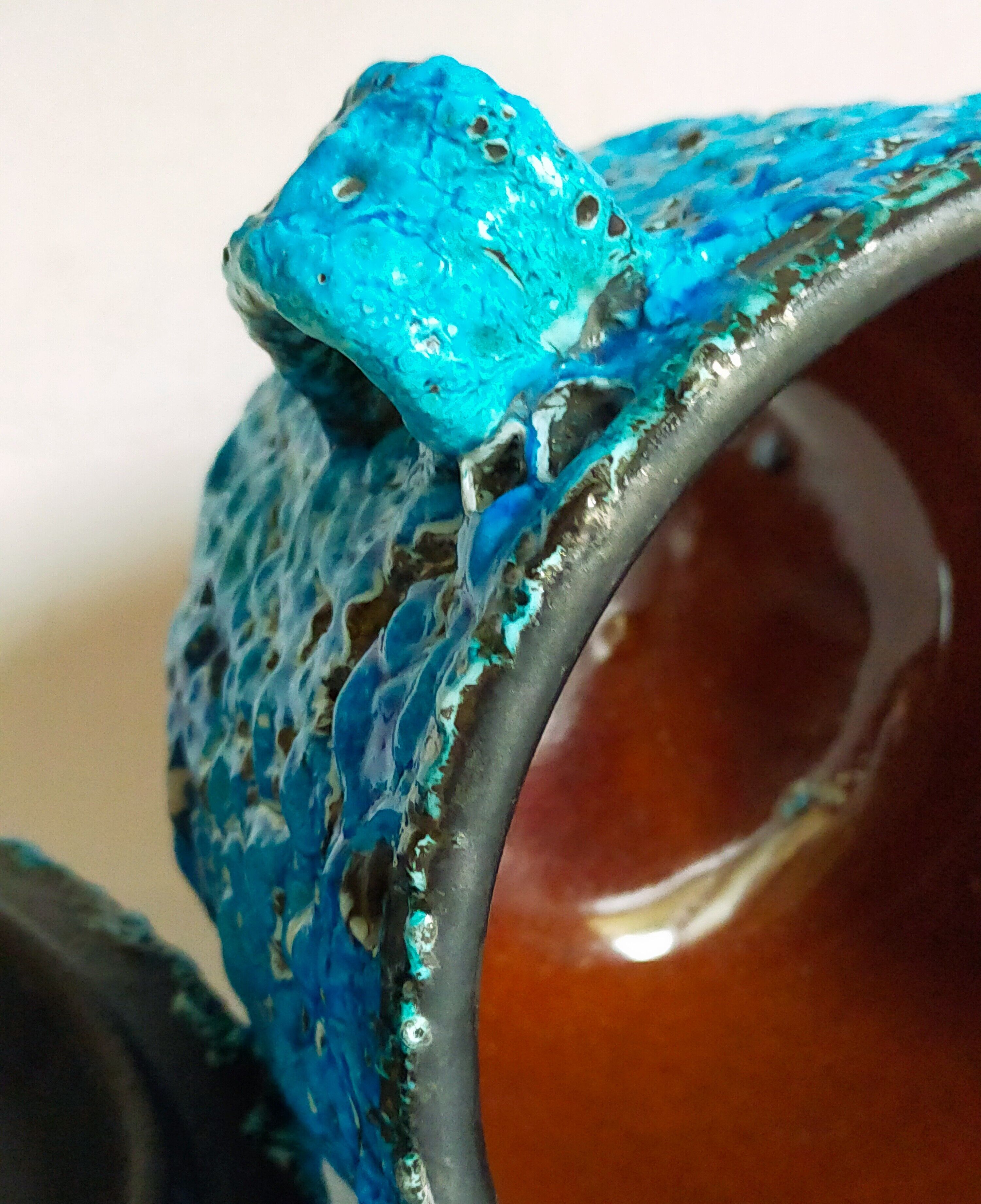 Covered ceramic pot fat-lava foam glaciers, enamels le cyclope, annecy