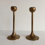 Pair of Scandinavian candlesticks in solid brass