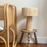 Minimalist raffia bedside table lamp