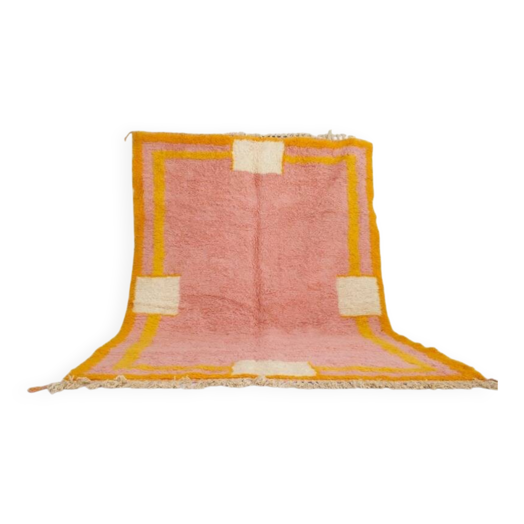 Handmade pink wool rug 2.4/1.6m Moroccan