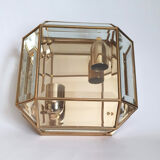 Brass wall lamp beveled glasses