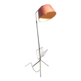 Lampadaire 1950 avec rotule et porte-revues fixations billes laiton