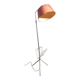 1950 floor lamp with ball head and magazine holders brass ball fasteners
