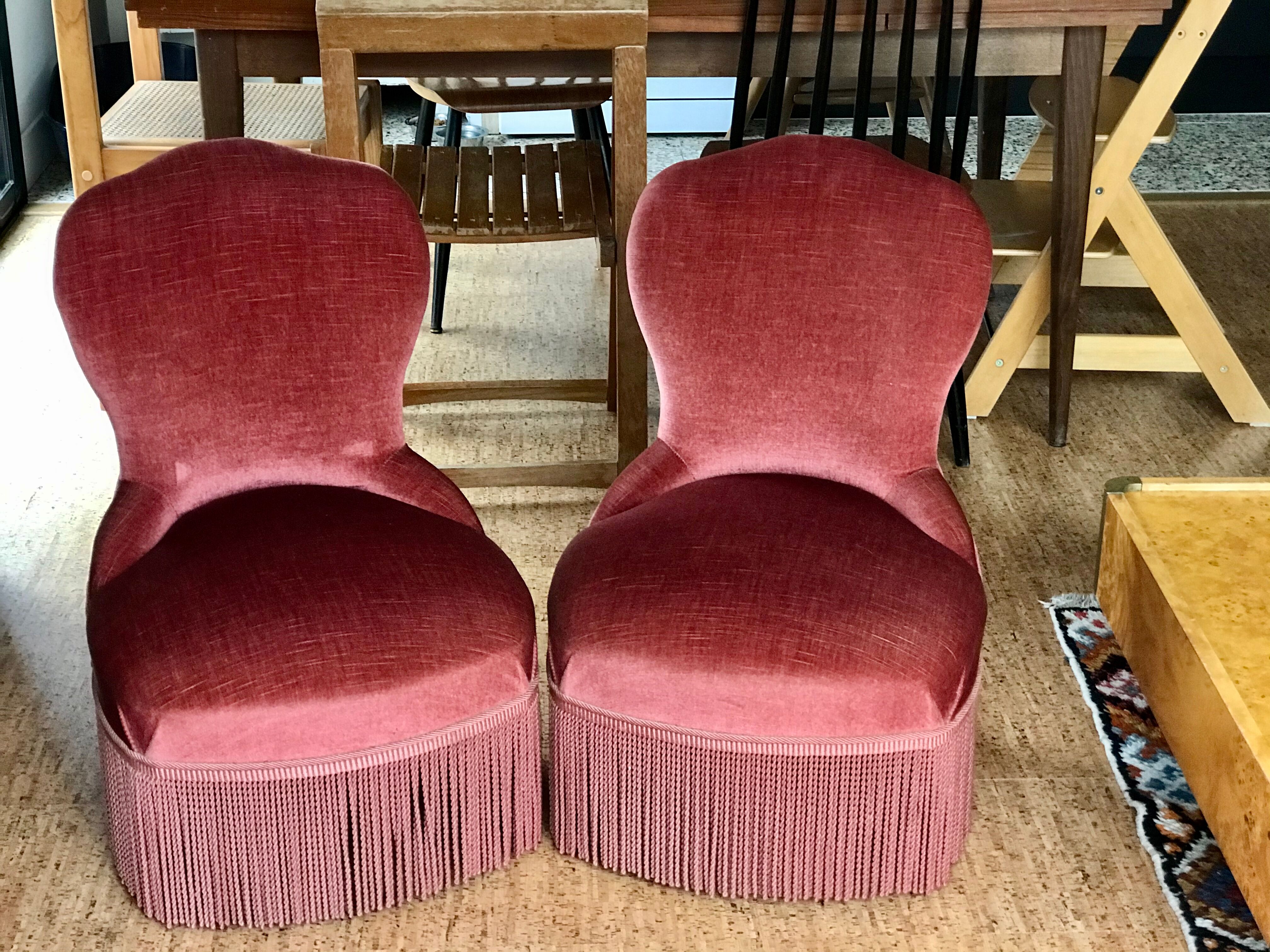 Pair of velvet armchairs