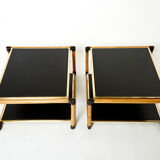 Pair of Italian coffee tables Alberto Smania bamboo brass 1970