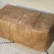 Pouf tabouret rectangulaire en cuir