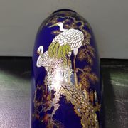 Old Ceramic Vase Enamelled Blue Asian Décor Vintage