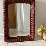 Vintage rattan wall mirror