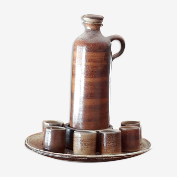 Signed stoneware liqueur service