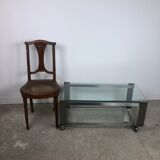 Table basse en aluminium chromé brossé vintage 1970