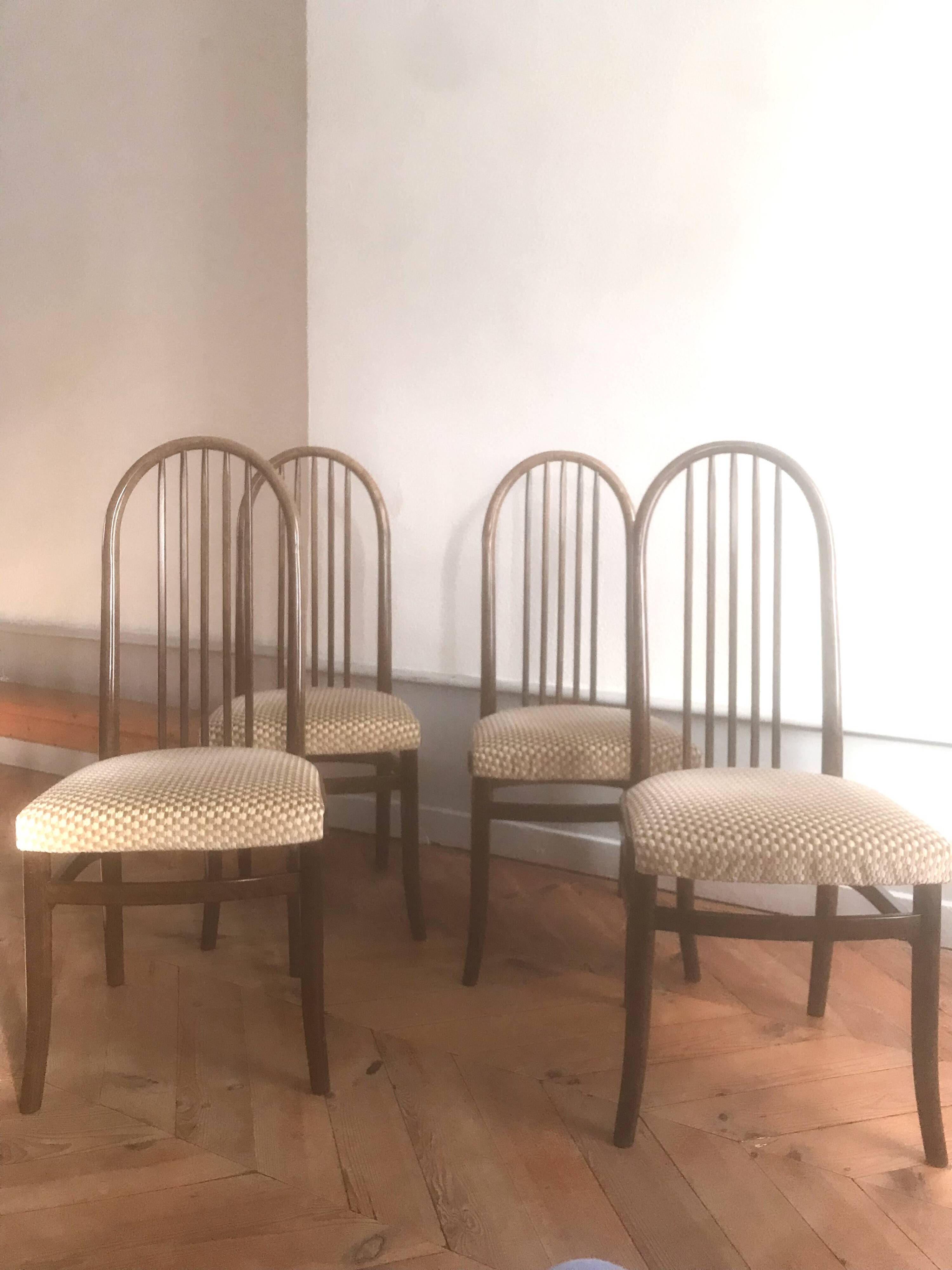 4 vintage Baumann Eden model wooden chairs