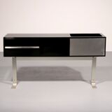 Stunning Willy Rizzo bar / sideboard in black & stainless steel, Italy 1969