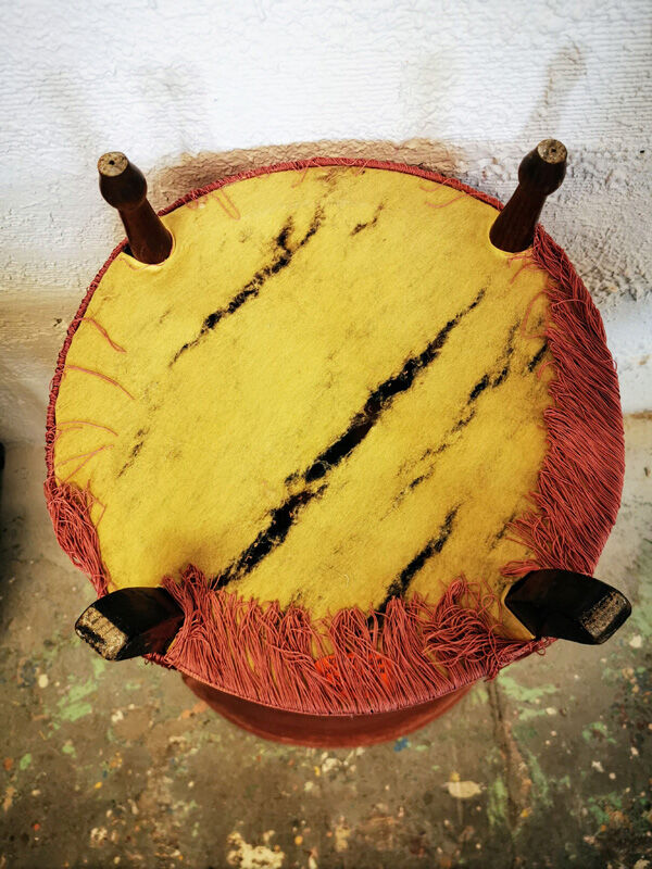 Pink fringed velvet heater