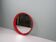 Mid-century circular wall mirror in red lacquered wood – 1960s