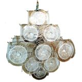 TRANSPARENT AND PULEGOSO “DISKS” MURANO GLASS CHANDELIER