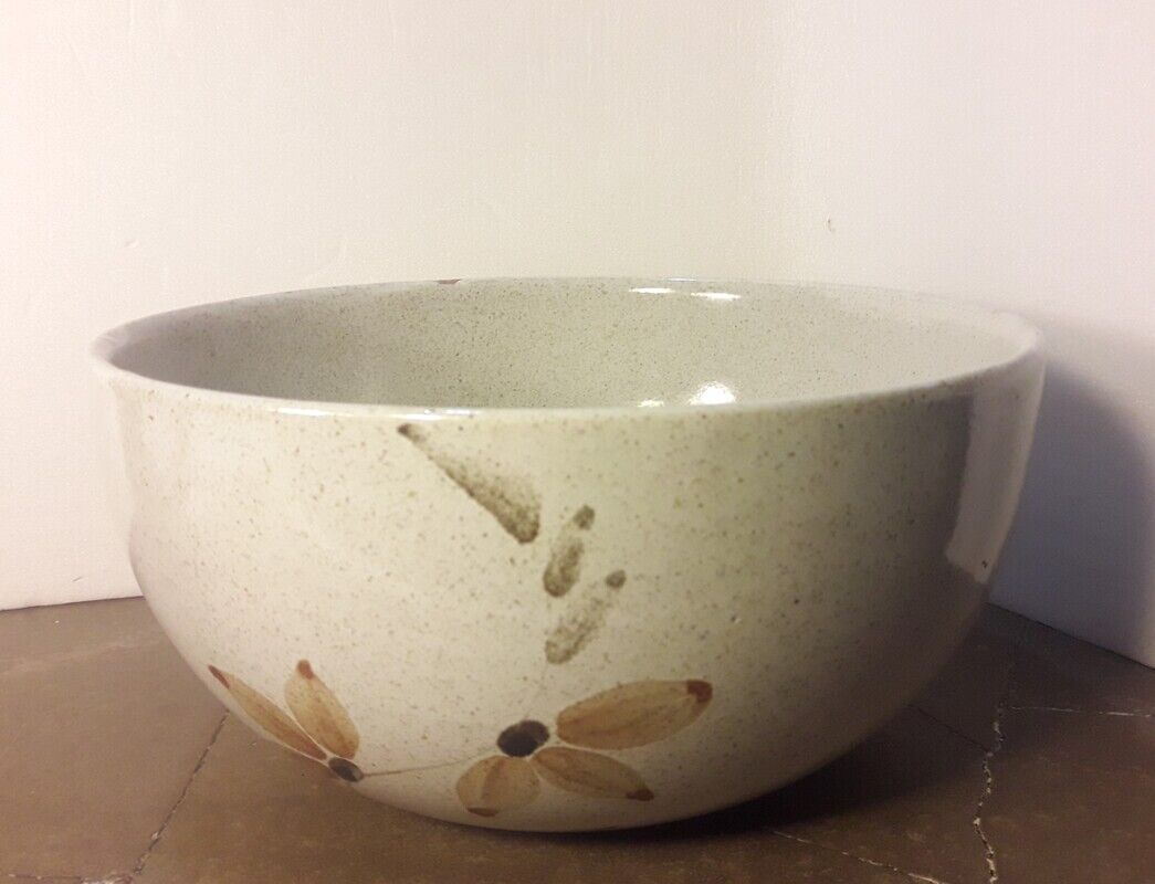 Sandstone salad bowl 23,5cm diameter vintage flat hollow