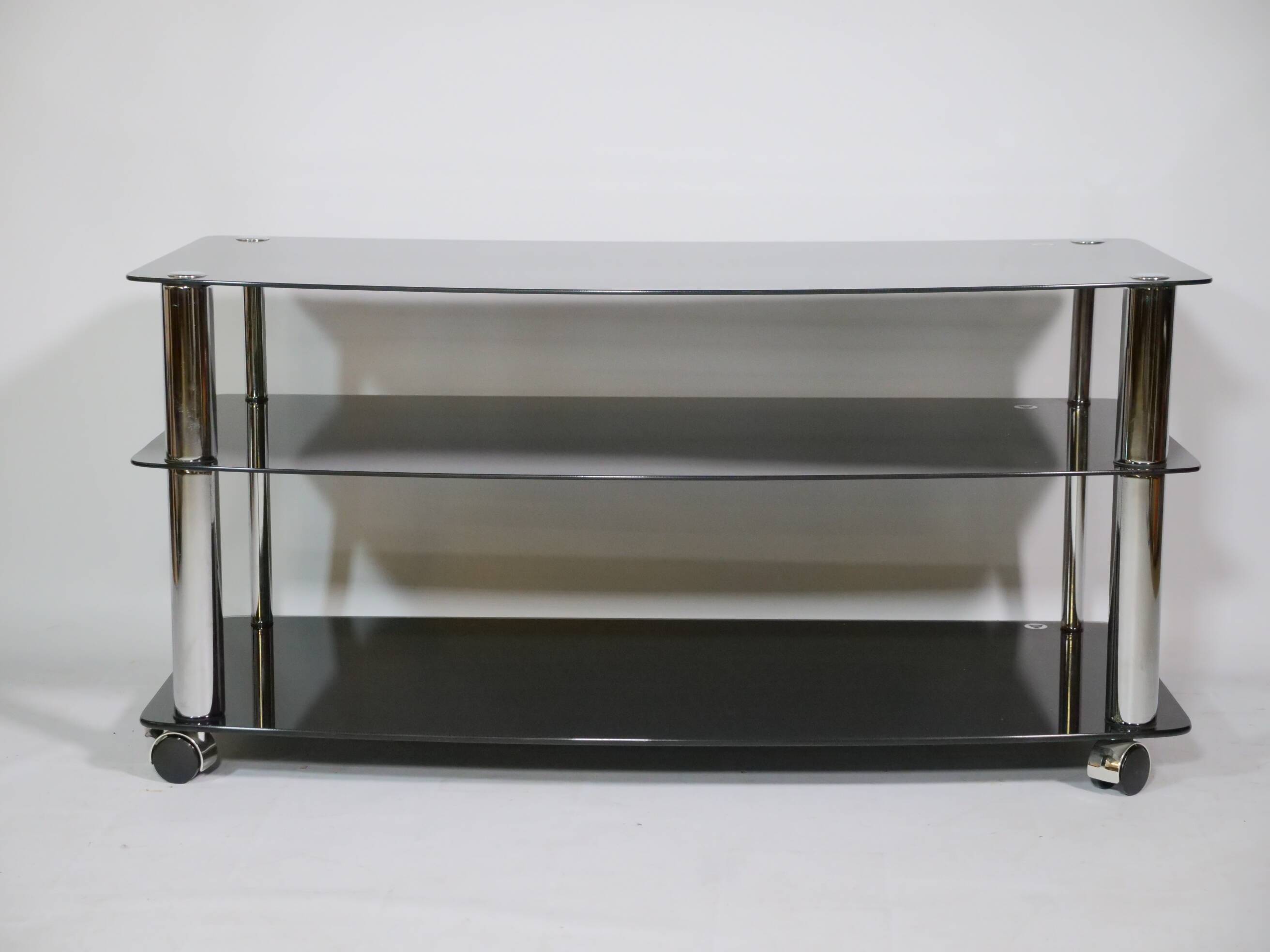 True vintage roll phono chest of drawers sideboard glass shelf 80s