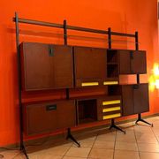 Mid-Century Modern Modular Bookcase, Wood & Metal, Italy, 1960s