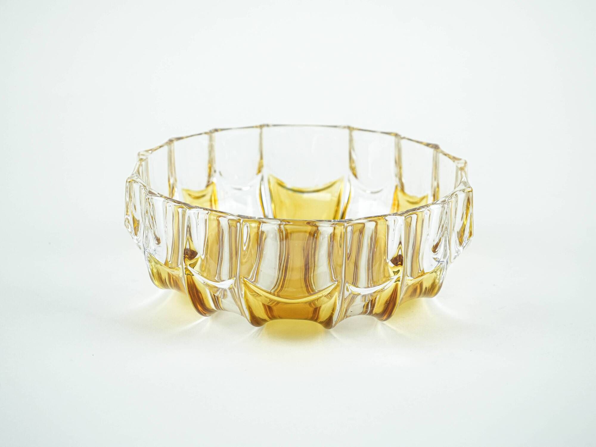 Pressed glass platter by Walther-Glas, geometric pattern, Germany, 1970s