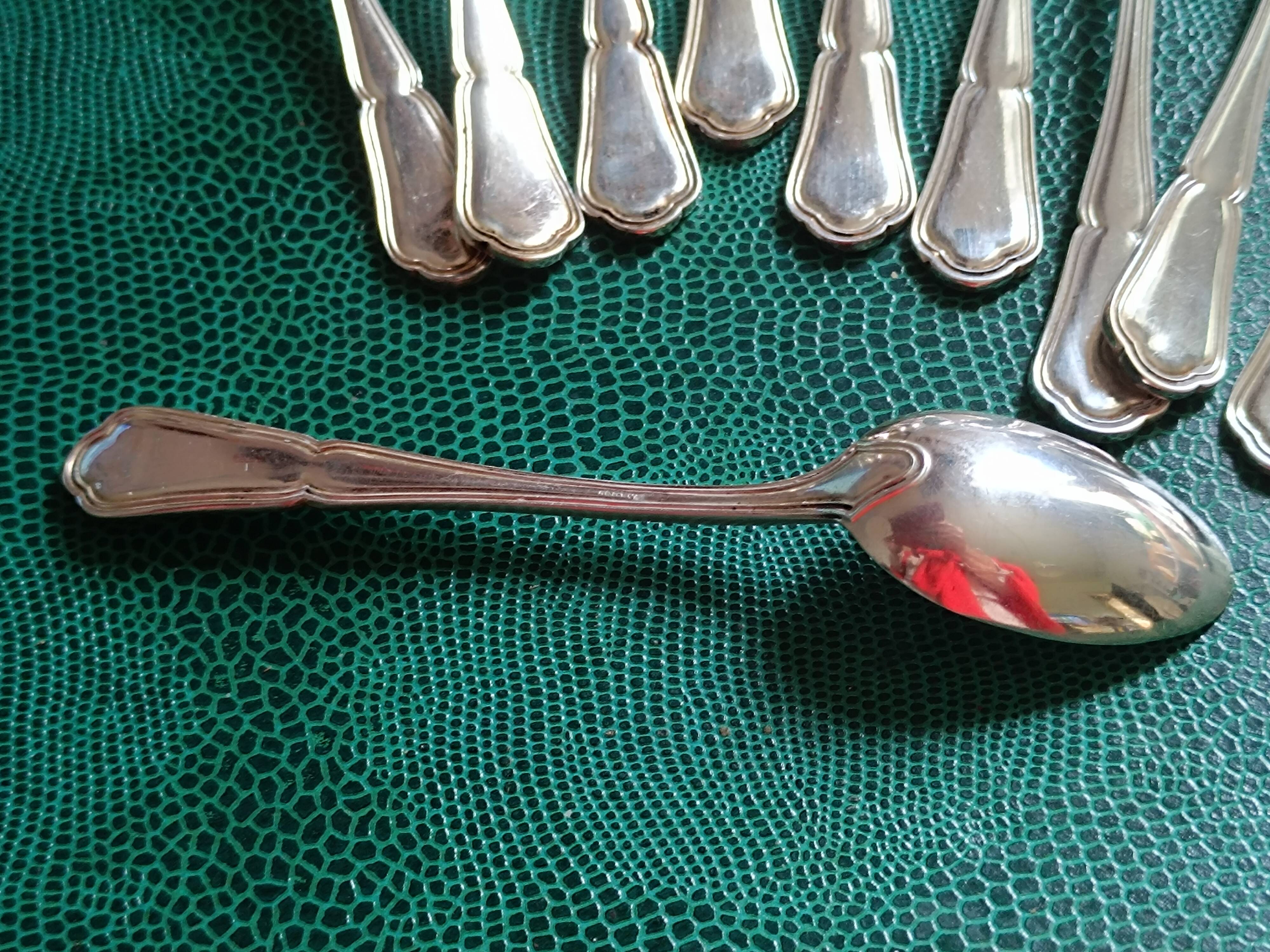 12 Coffee spoon in silver metal. Art Deco.