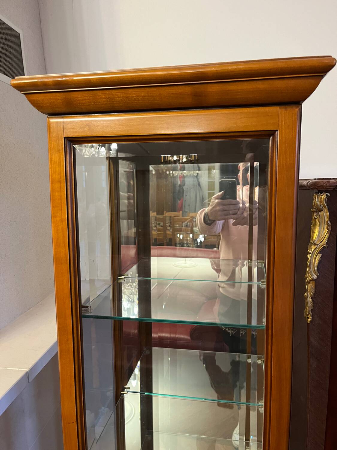 Cherry wood display cabinet