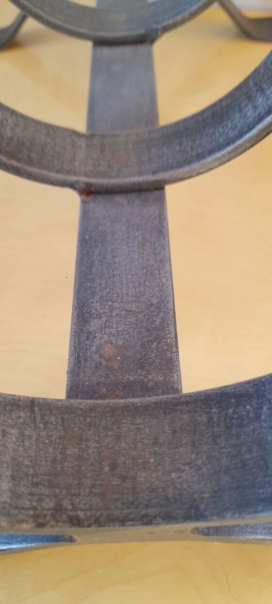 Brutalist Steel Magazine Rack by J. Adnet, 1950.