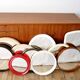 Large white mirror in ecru white plastic, 1970s design