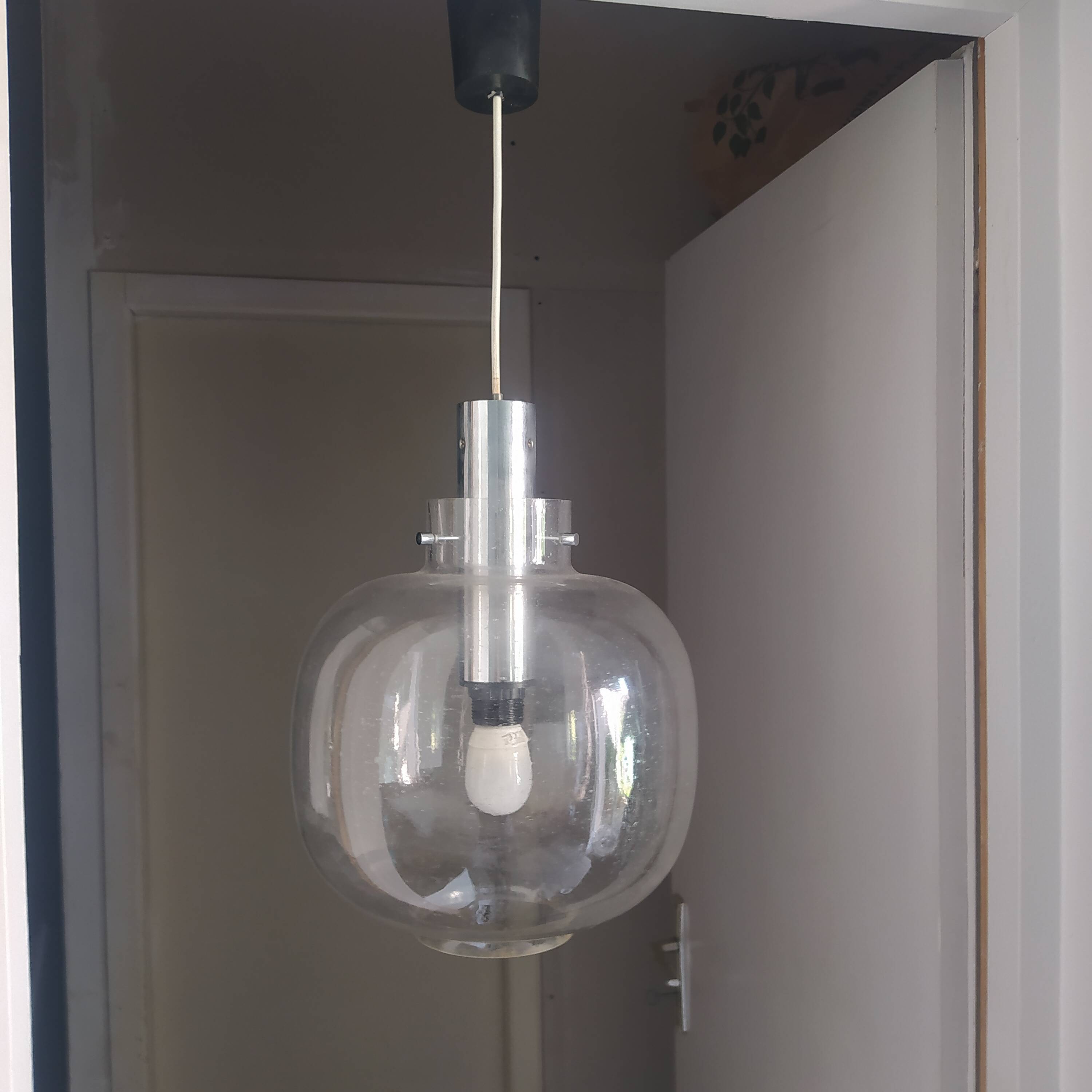 vintage 1970 Limburg bubble glass and chrome pendant light
