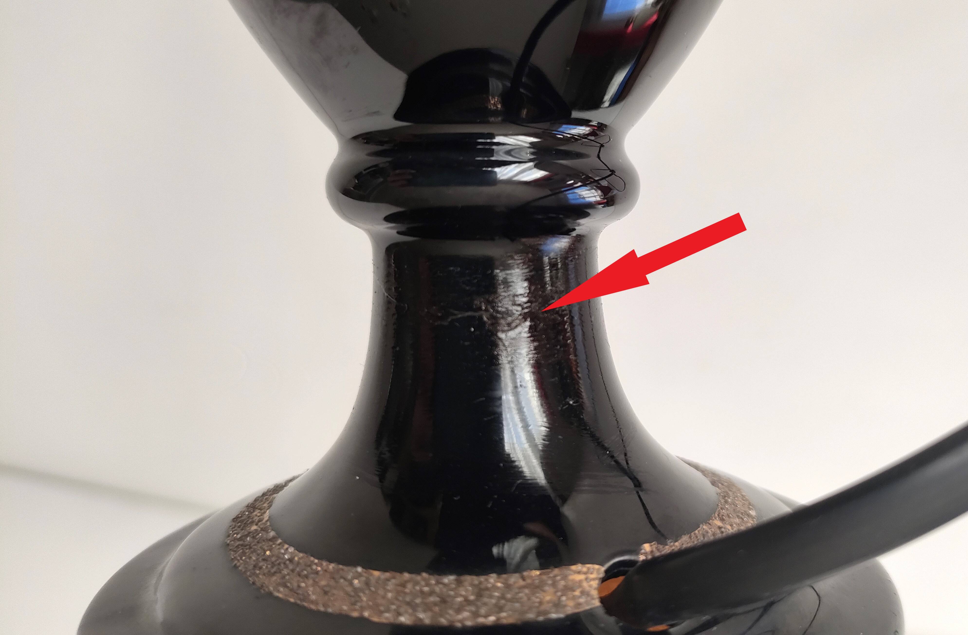 Robert Deschuytener - Baluster lamp - Black and gold ceramic - 1970s