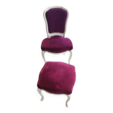 Castle chair and footrest in wood and burgundy velvet