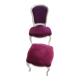Chaise et repose pied de château en bois et velours bordeaux