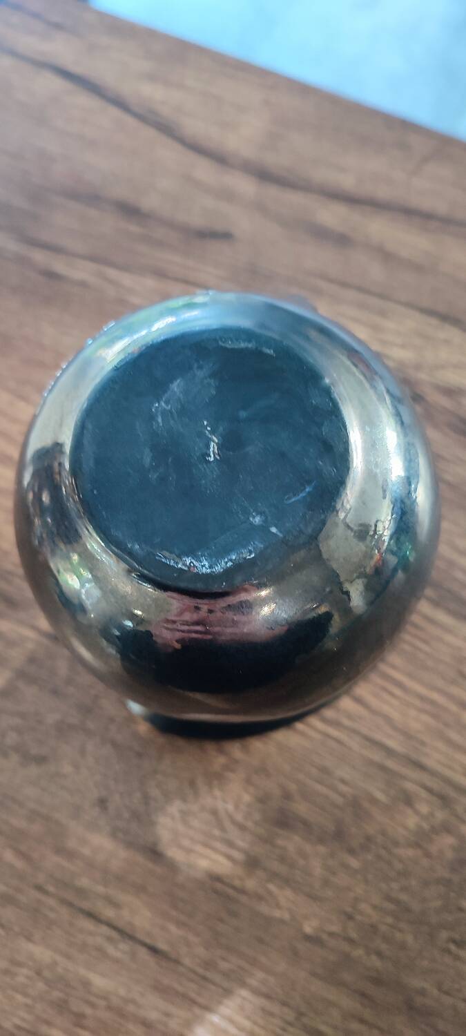 Iridescent ceramic vase from the 1960s, signed